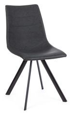 Chaise simili cuir et pieds acier anthracite Alva - Lot de 4