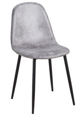 Chaise simili cuir gris clair vintage et pieds acier noir Kela