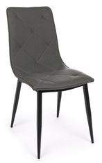 Chaise simili cuir gris et pieds acier noir Victor - Lot de 4