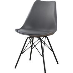 Chaise simili cuir gris et pieds métal noir Neman - Lot de 4