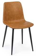 Chaise simili cuir marron clair et pieds acier Kyra - Lot de 2