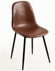 Chaise simili cuir marron vintage et pieds acier noir Kela