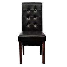 Chaise simili cuir noir et pieds bois massif Zinar - Lot de 4