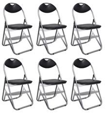 Chaise simili cuir noir et pieds métal chromé Karel - Lot de 6