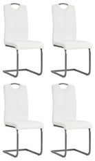 Chaise similicuir blanc et pieds métal chromé Mikarelane - Lot de 4