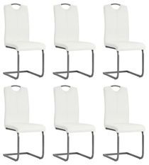 Chaise similicuir blanc et pieds métal chromé Mikarelane - Lot de 6