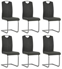 Chaise similicuir gris et pieds métal chromé Mikarelane - Lot de 6