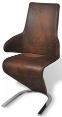Chaise similicuir marron et pieds métal Tiffan - Lot de 4
