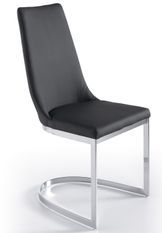 Chaise similicuir noir et pieds acier inoxydable Akra - lot de 4