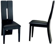 Chaise similicuir noir et pieds bois laquée Ora - Lot de 2
