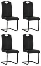 Chaise similicuir noir et pieds métal chromé Mikarelane - Lot de 4