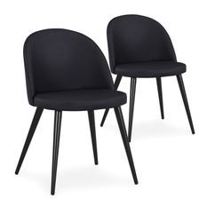 Chaise similicuir noir et pieds métal noir Maurane - Lot de 2