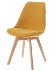 Chaise style scandinave en bois de chêne et tissu moutarde Romba