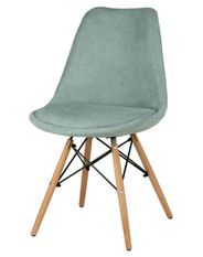 Chaise style scandinave en bois de hêtre et tissu vert menthe Louka