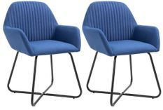 Chaise tissu bleu gitane et pieds métal noir Mikee - Lot de 2