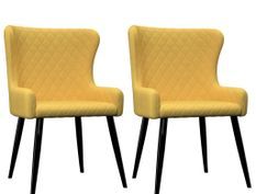 Chaise tissu jaune et pieds métal noir Malco - Lot de 2
