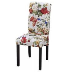 Chaise tissu motif floral et pieds bois noir Blumen - Lot de 2