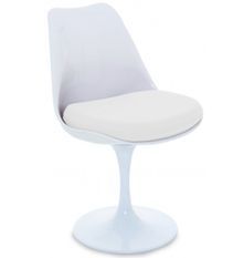 Chaise Tulipo pivotante blanc brillant avec coussin - Design haut de gamme