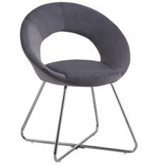 Chaise velours et pieds métal chromé Bolda - Lot de 4