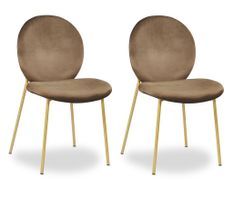 Chaise velours marron et pieds métal doré Anirei - Lot de 2