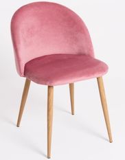 Chaise velours rose et pieds métal effet bois clair Kinze - Lot de 2