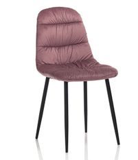 Chaise velours rose et pieds métal noir Dynas - Lot de 4