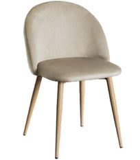 Chaise VIDA confort moderne - Velours et pieds en métal effet bois naturel