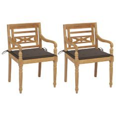 Chaises Batavia 2 pcs avec coussins taupe Bois de teck massif