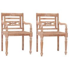 Chaises Batavia 2 pcs Blanchies Bois de teck solide