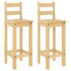 Chaises de bar 2 pcs bois de pin solide