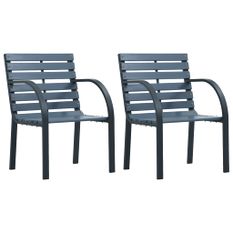 Chaises de jardin 2pcs bois sapin massif acier enduit de poudre