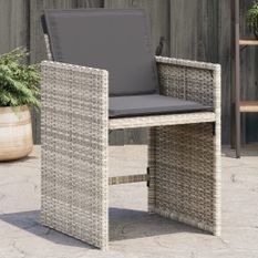 Chaises de jardin avec coussins lot de 4 gris clair poly rotin