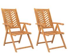 Chaises de jardin inclinables 2 pcs bois massif d'acacia