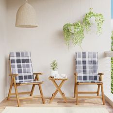 Chaises de jardin inclinables 2pcs et coussins bois massif teck