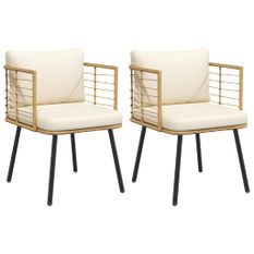 Chaises de jardin lot de 2 avec coussins naturel résine tressée