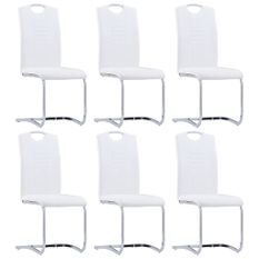 Chaises de salle à manger cantilever 6 pcs Blanc Similicuir 3