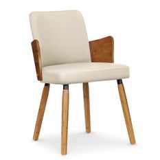 Chaises moderne bois naturel et simili crème Filipie - Lot de 2