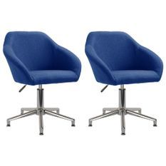 Chaises pivotantes de salle à manger 2 pcs Bleu Tissu 25