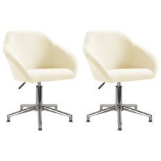 Chaises pivotantes de salle à manger 2 pcs Crème Tissu 35