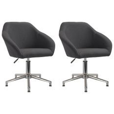 Chaises pivotantes de salle à manger 2 pcs Gris foncé Tissu 28
