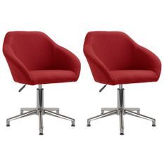 Chaises pivotantes de salle à manger 2 pcs Rouge bordeaux Tissu 34