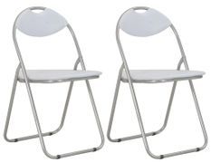 Chaises pliantes de salle à manger 2 pcs Blanc Similicuir