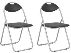 Chaises pliantes de salle à manger 2 pcs Noir Similicuir