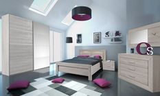 Chambre à coucher bois de chêne grisé Lima 180