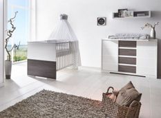 Chambre bébé Maxx Fleetwood lit évolutif 70x140 cm et commode à langer blanc et gris