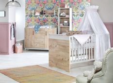 Chambre bébé Timber lit évolutif 70x140 cm et commode bois blanc et pin