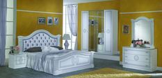 Chambre complète 6 pièces bois brillant blanc et gris Savana 160