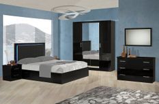 Chambre complète 6 pièces bois laqué noir Turin 160
