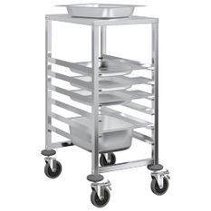 Chariot à plateaux 6 bacs GN 39x55x87 cm acier inoxydable