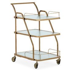 Chariot de bar LIVIO en métal et verre doré – 63 cm